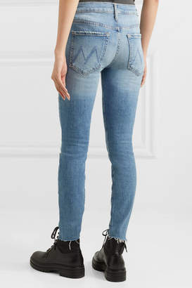 Mother The Stunner Distressed High-rise Stretch Skinny Jeans - Mid denim