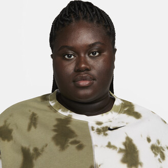 Nike Women's Sportswear Oversized Fleece Tie-Dye Crew Sweatshirt (Plus Size) in Grey