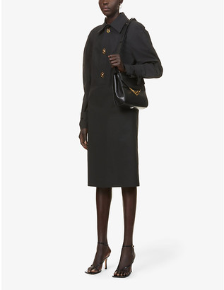 Bottega Veneta Womens Black Gold The Clip Medium Leather Shoulder bag