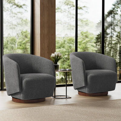 Wade Logan Caysey Boucle Upholstered Swivel Accent Chair