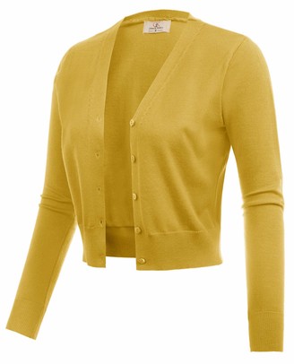 GRACE KARIN Women's Open Front Knit Cropped Bolero Shrug Cardigan Sweater Long Sleeve (S-4XL)