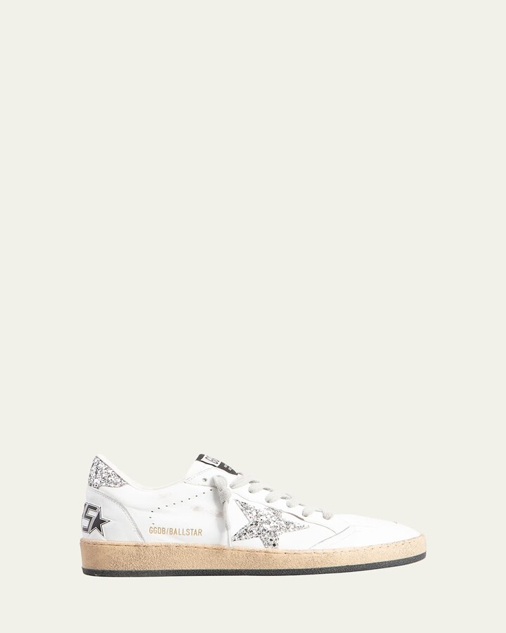 Golden Goose Ballstar Leather Glitter Sneakers