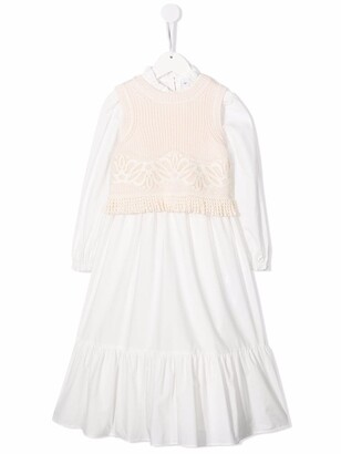 Ermanno Scervino Cotton-Wool Panelled Dress