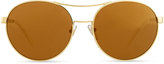 Thumbnail for your product : Tory Burch Metal Round Aviator Sunglasses with Logo Arms, Gold/White
