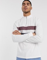 Thumbnail for your product : ASOS DESIGN long sleeve t-shirt with turtle zip neck and contrast interest panels in white