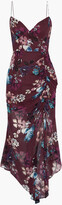Thumbnail for your product : Nicholas Asymmetric Ruched Floral-print Silk-georgette Midi Dress