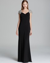 Thumbnail for your product : JS Collections Beaded Cap Sleeve Jersey Gown