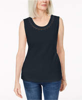 Thumbnail for your product : Karen Scott Cotton Studded Tank Top, Created for Macy's
