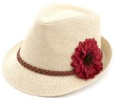 Thumbnail for your product : Charlotte Russe Braid & Flower-Topped Straw Fedora Hat