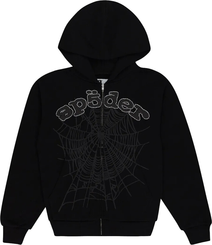 SP5DER OG Web V2 Rhinestone zip-up hoodie