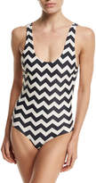 Thumbnail for your product : Tori Praver Swimwear Saulita Chevron One-Piece Swimsuit, Zilos Zigzag