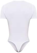 Thumbnail for your product : PrettyLittleThing Basic White V Neck Shortsleeve Thong Bodysuit