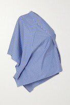 Thumbnail for your product : Roland Mouret Powell One-shoulder Draped Striped Cotton-poplin Top