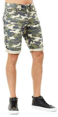 True Religion Men's Ricky Camouflage Flap-Pocket Rolled-Cuff Denim Shorts