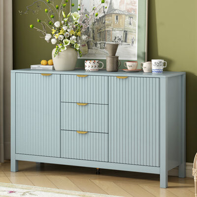 Wave-Grain Console Cabinet with Spacious Storage Perfect for Living Rooms