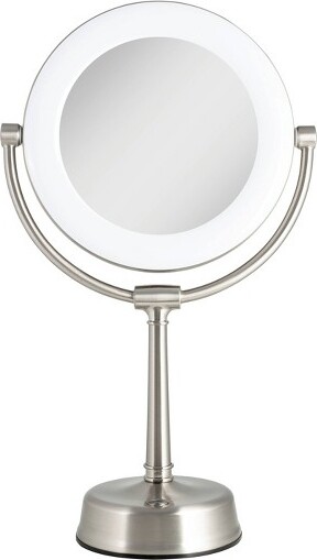 Zadro CustomizableSunlightLEDLightedVanityMirror 10xMagnifyingRoundShapeMetal&GlassConstruction