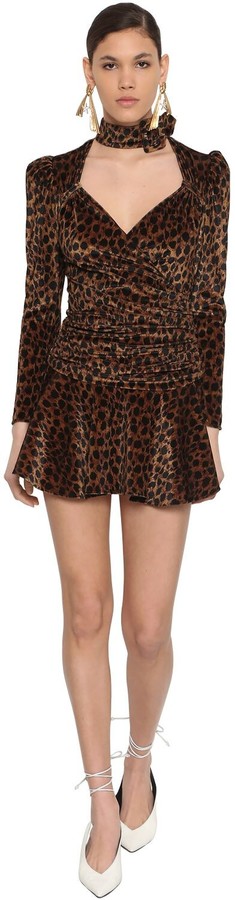 red velvet leopard print dress