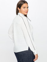 Thumbnail for your product : ELOQUII Tie Neck Blouse with Contrast Piping