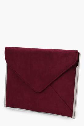 boohoo Womens Polly Side Bar Suedette Envelope Clutch