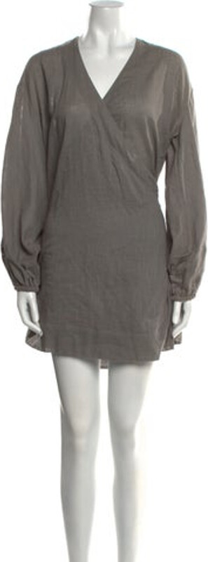 CLOE CASSANDRO Shift Dress Grey Long Sleeve with V-Neck