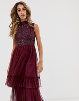 Thumbnail for your product : Frock and Frill high neck highly embellished sleeveless midi dress