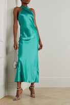 Thumbnail for your product : Galvan Pandora Satin Halterneck Maxi Dress - Blue