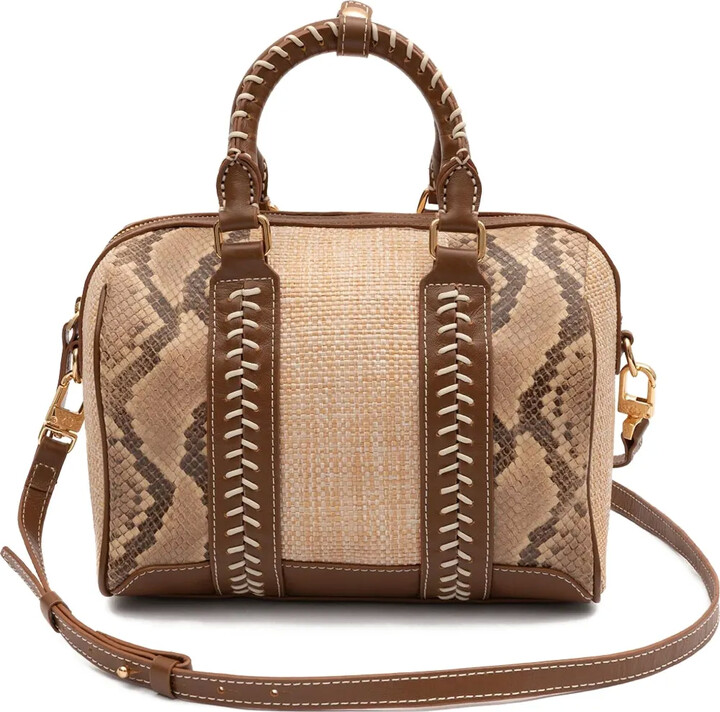 Isla Maia Bowling snakeskin stitched tote bag