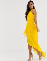 Thumbnail for your product : ASOS DESIGN Petite midi dress in soft chiffon drape with wrap neck