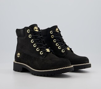 Timberland Slim 6 Inch Boots Black Gold Chunky Chain - ShopStyle