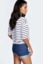 Thumbnail for your product : boohoo High Waisted Turn Up Denim Shorts