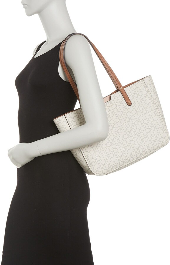 Calvin Klein Leather Pindot Logo Tote ShopStyle