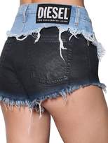 Thumbnail for your product : Diesel Destroyed 2 Tone Cotton Denim Shorts