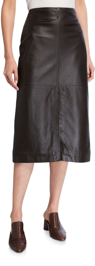 Co Knee-Length Paneled Leather Skirt - ShopStyle