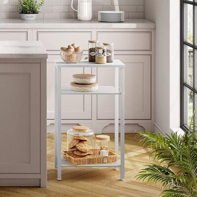 Hokku Designs 3 Tier End Table Telephone Table Narrow Side Table With Storage Nightstand For Small Spaces Metal Frame For Living Room Bedroom Sofa Couch Hal