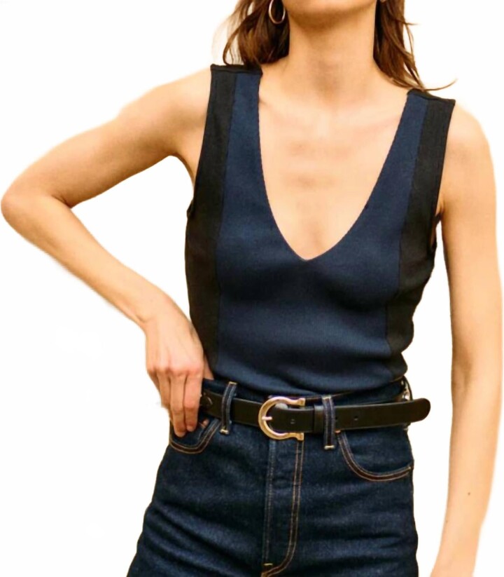 Nation Ltd. Reese V-Neck Tank Top In Black Color Block