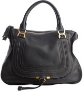 Thumbnail for your product : Chloé black leather 'Marcie' large stitched detailed top handle bag