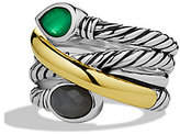 Thumbnail for your product : David Yurman Viridian Crossover Ring with Green Onyx, Gray Sapphires, and Gold