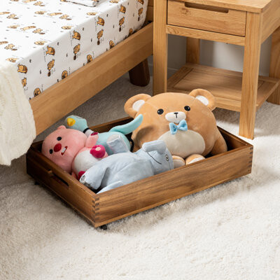 Millwood Pines Acacia Wood Under Bed Storage With Wheels