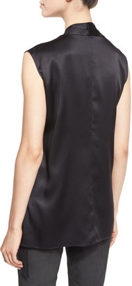Narciso Rodriguez Deconstructed-Placket Sleeveless Vest, Graphite