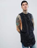Thumbnail for your product : ASOS DESIGN super longline sleeveless t-shirt in subtle acid wash in black