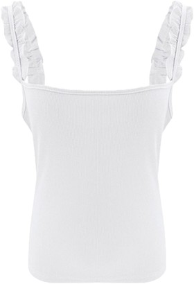 white ruffle strap top