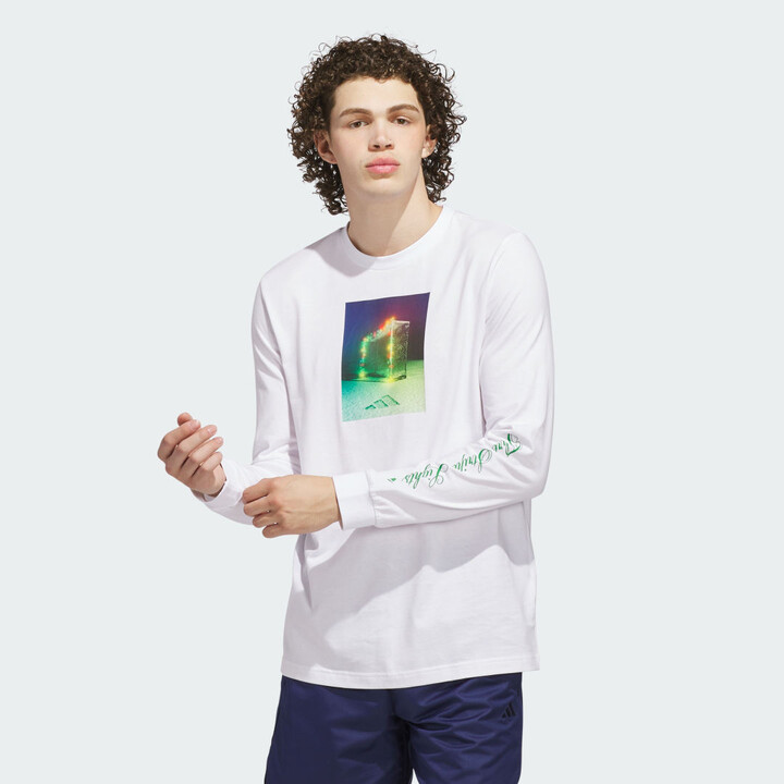 adidas 3-Stripes Lights Graphic Long Sleeve Tee White XS Mens