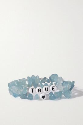 TBalance Crystals Set Of Two Aquamarine And Enamel Bracelets - Blue