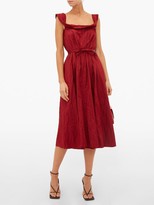 Thumbnail for your product : Brock Collection Patti Scoop-neck Crinkle-satin Midi Dress - Burgundy