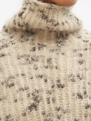 Totême High-neck Mélange Rib-knitted Sweater - Beige Multi