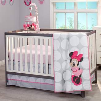 Disney Minnie Mouse Polka Dots 4 Piece Diaper Stacker Nursery Crib Bedding Set, Light Pink/White/Grey/Bright Raspberry