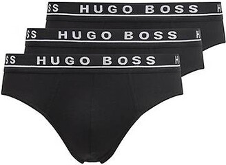 HUGO BOSS Three-pack of stretch-cotton briefs with logo waistbands