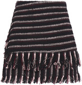 Thumbnail for your product : 3.1 Phillip Lim Wrap-effect Fringe-trimmed Striped Cotton-blend Boucle-tweed Shorts