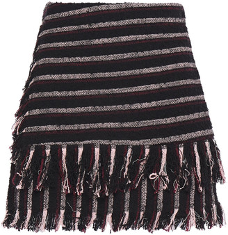 3.1 Phillip Lim Wrap-effect Fringe-trimmed Striped Cotton-blend Boucle-tweed Shorts