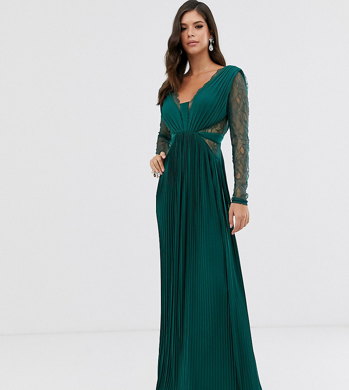 pleated long maxi dress